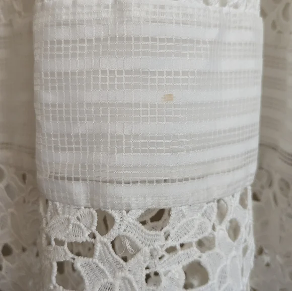 Lace & Mesh White Peter Pan Collar Dress - Picture 6 of 6